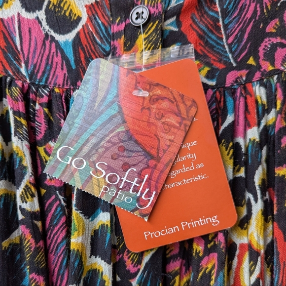 NWT Go Softly Patio Colorful Floral House Dress Mumu Size Small 100% Rayon - Picture 5 of 10